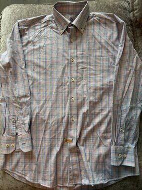 Alan Flusser Pastel Multicolor Plaid Dress Shirt